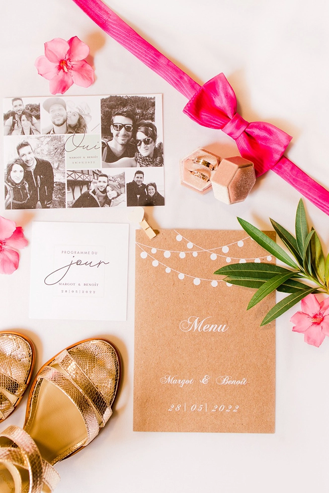 Flatlay lors d'un mariage original et color&eacute; &agrave; Toulouse