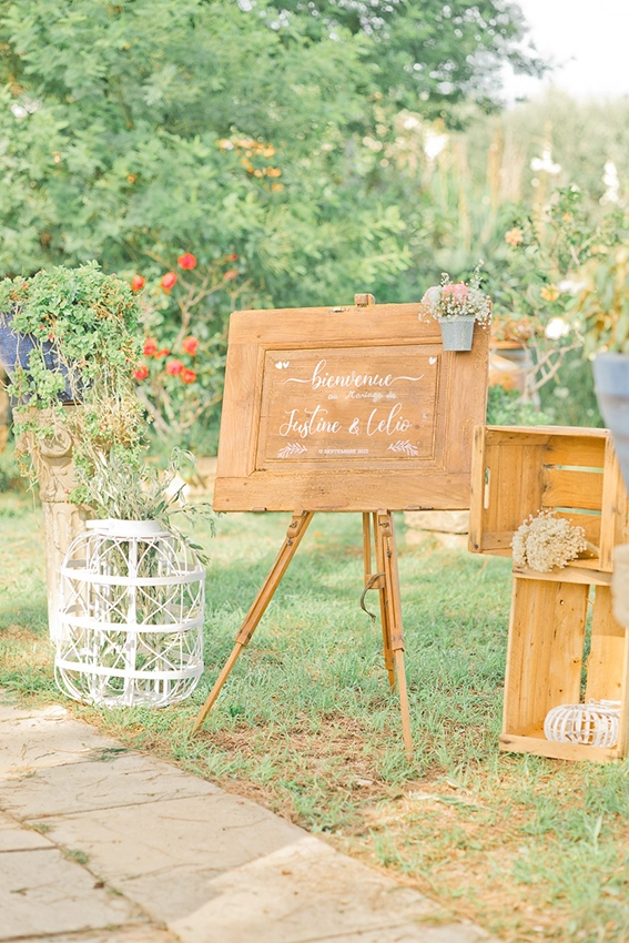 Panneau de bienvenue de mariage champ&ecirc;tre &agrave; Toulouse